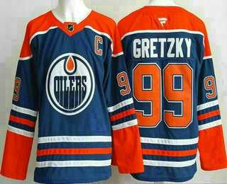 Mens Edmonton Oilers #99 Wayne Gretzky Blue Authentic Jersey->edmonton oilers->NHL Jersey